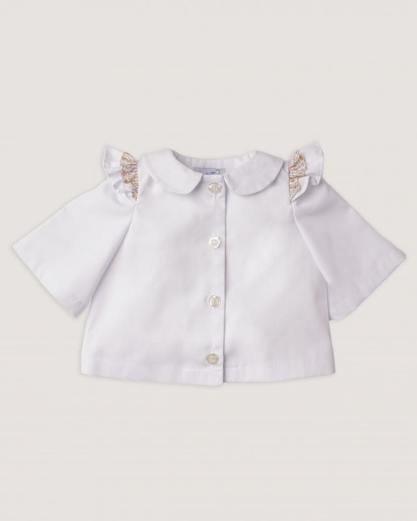 DENIM JACKET WITH RUFFLES